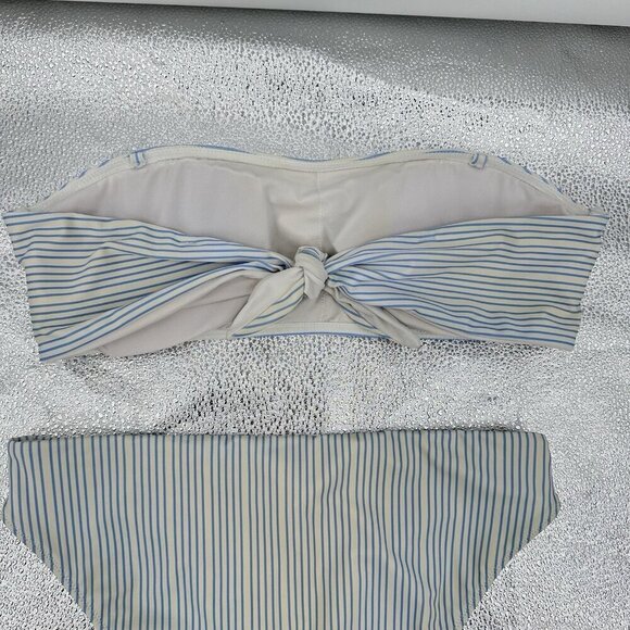 VINEYARD VINES 2 piece bikini swimsuit strapless bandeau padded cups blue XS M - Picture 6 of 10